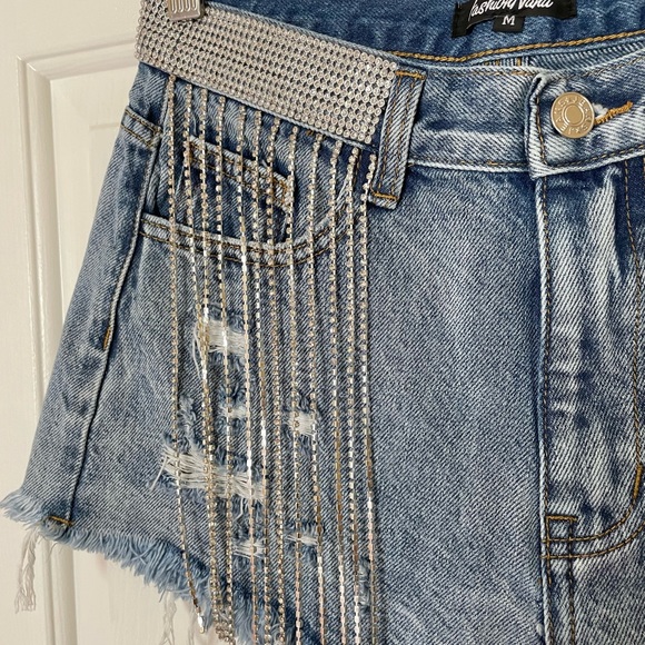 Denim rhinestone shorts - Picture 3 of 4